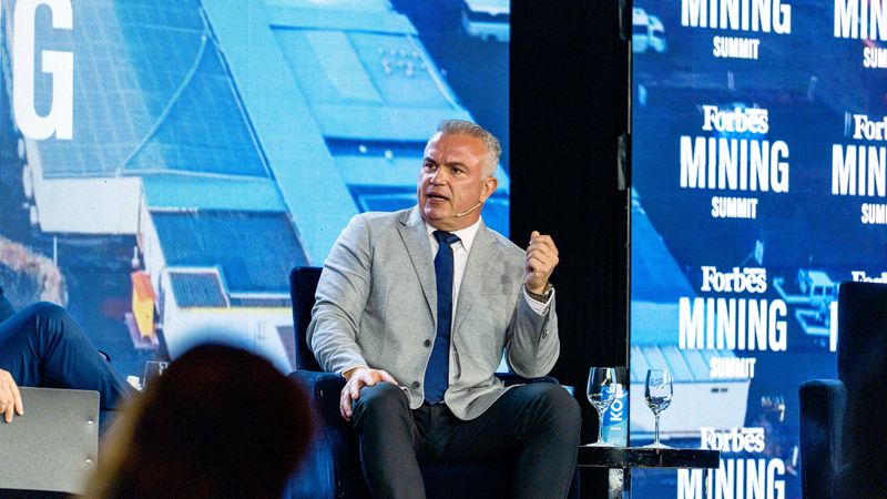 Michael Meding speaking on stage at the Forbes Argentina Mining Summit